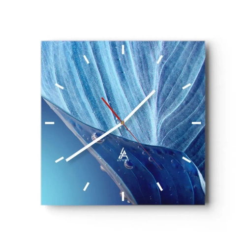 Väggklocka - Klocka på glas - Dolda droppar av blått - 30x30 cm