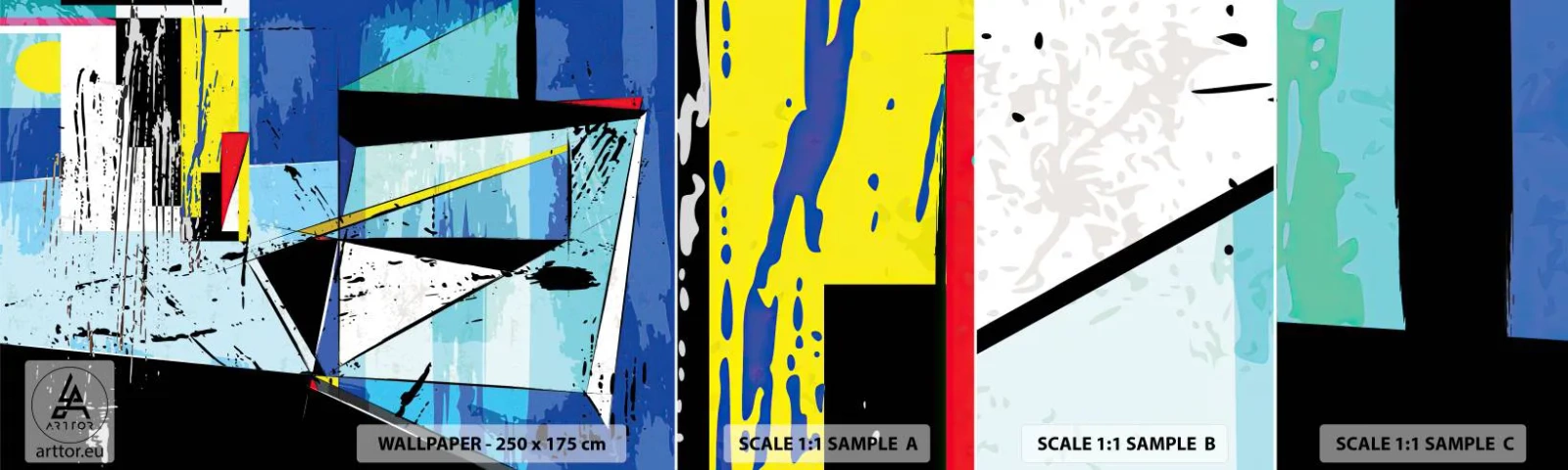 Provbit av självhäftande fototapet Deluxe Sticker - Se värden ur en vinkel... - Abstraktion, Bit, Modernt mönster - 100x30 cm