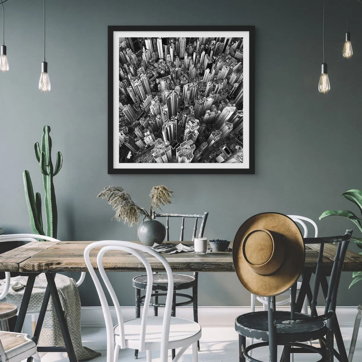 Affisch i svart ram - Hela tiden högre och högre - 40x40 cm