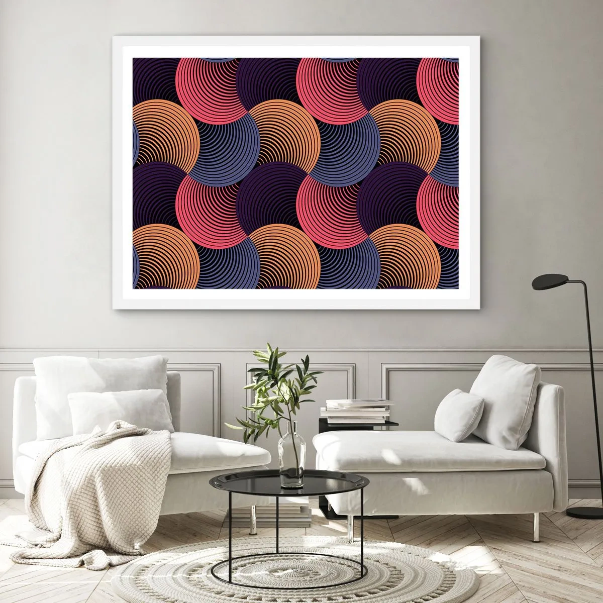 Affisch i vit ram - I en cirkulär rytm - 91x61 cm