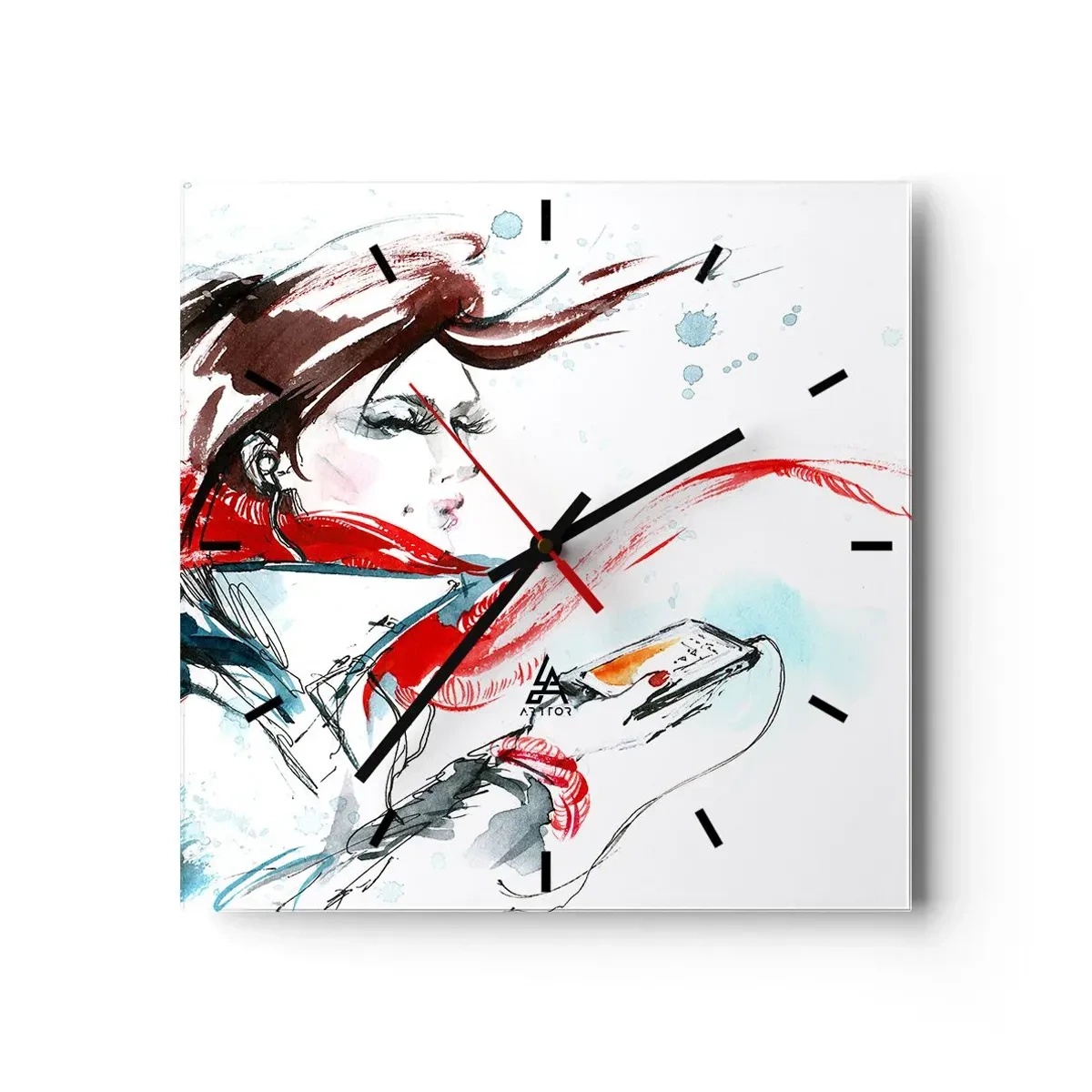 Väggklocka - Klocka på glas - Spel inuti mig - 30x30 cm