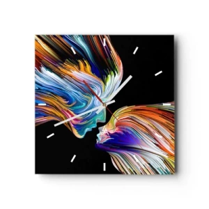 Väggklocka - Klocka på glas - Fusion av energi och ljus - 30x30 cm