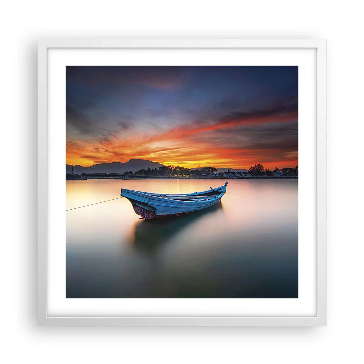 Affisch i vit ram - Det kommer en god natt - 50x50 cm