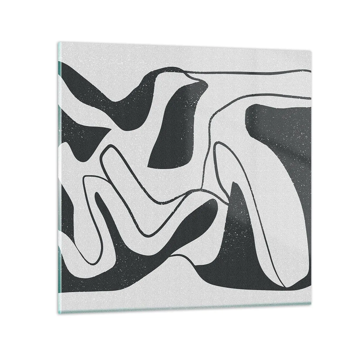 Glastavla - Bild på glas - Abstrakt lek i en labyrint - 30x30 cm