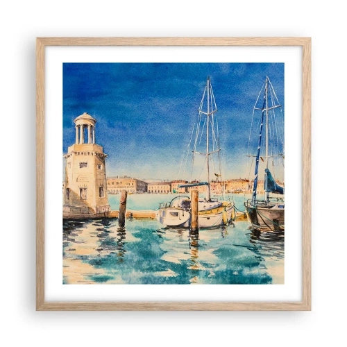 Affisch i ram av ljusek - Solig lagun - 50x50 cm