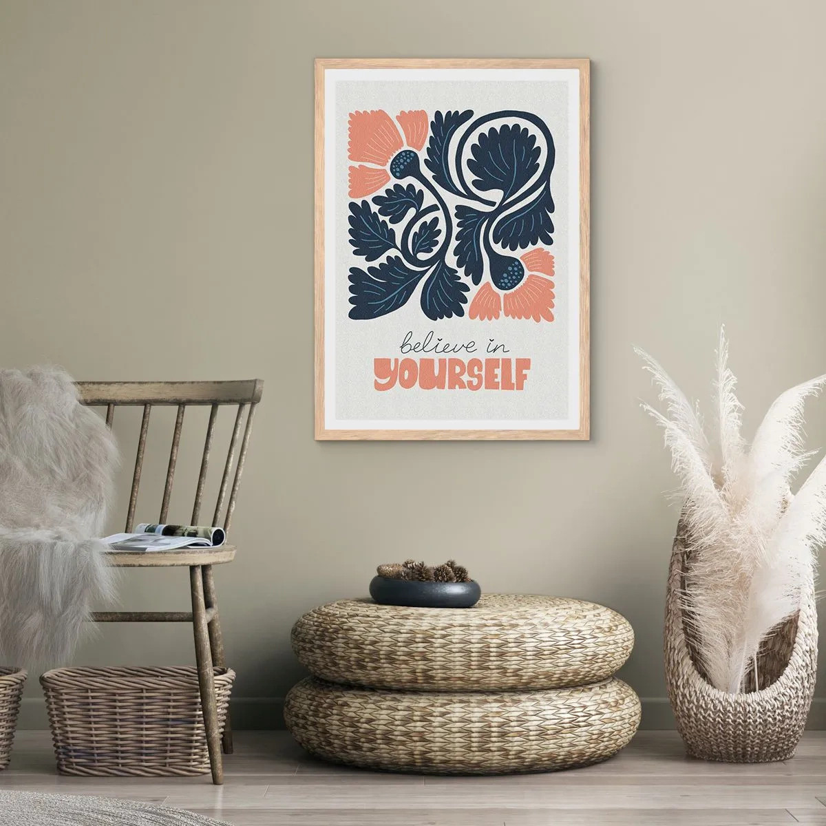 Affisch i ram av ljusek - Blomma du också - 70x100 cm