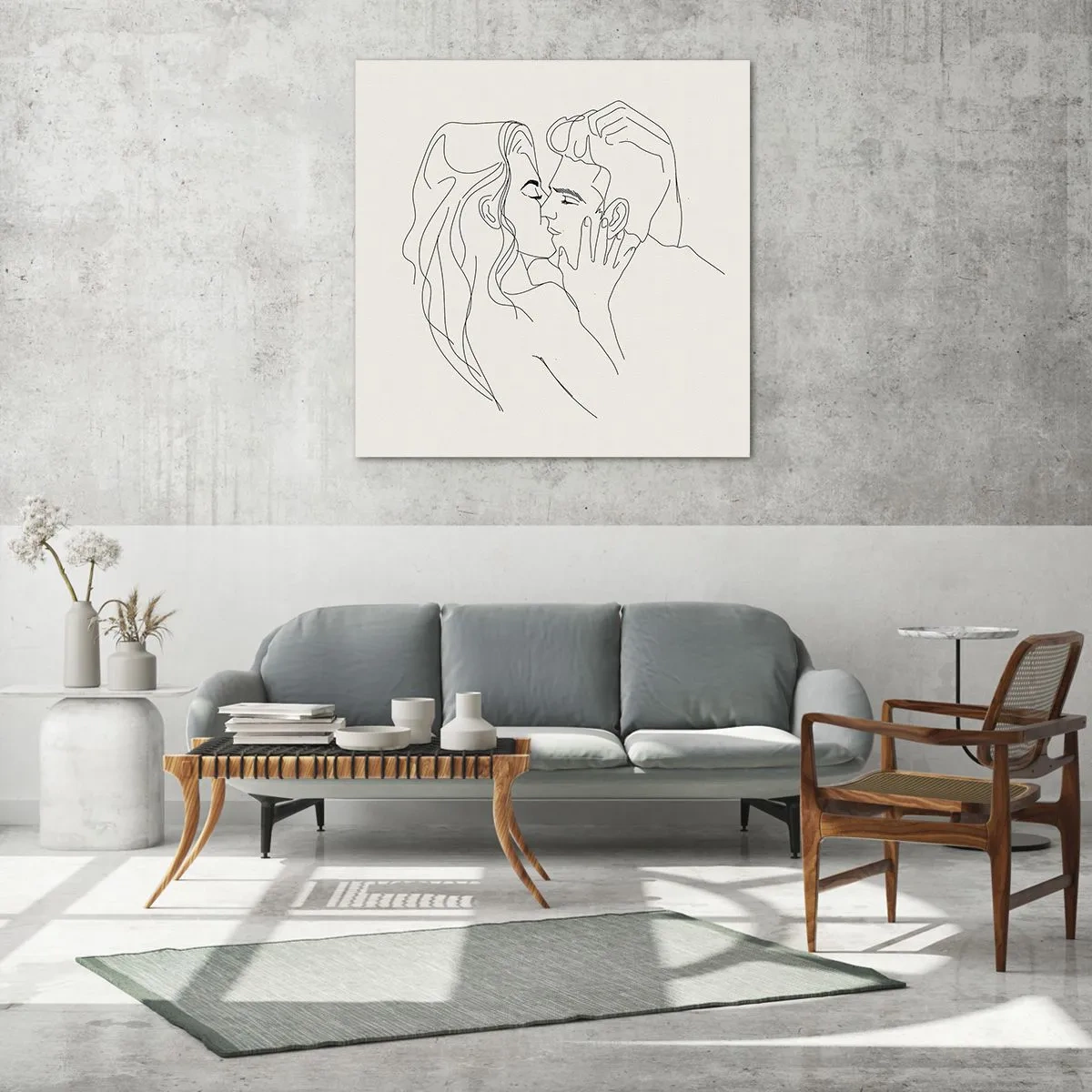 Glastavla - Bild på glas - I kärlekens famn - 70x70 cm