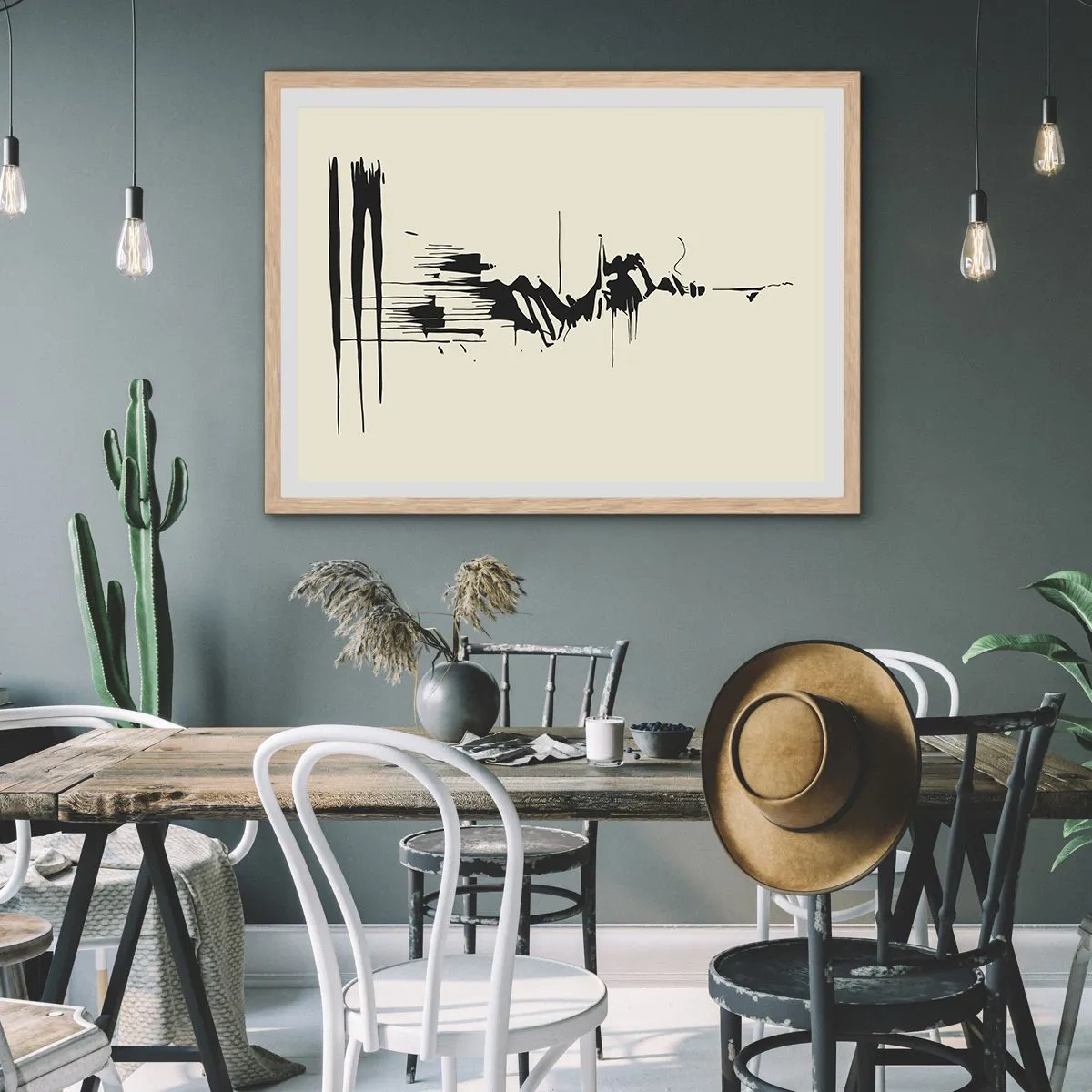 Affisch i ram av ljusek - Skyndsam abstraktion - 100x70 cm