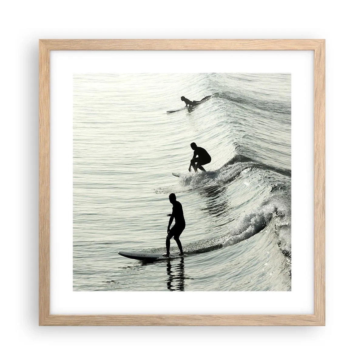 Affisch i ram av ljusek - Att möta vågen - 40x40 cm