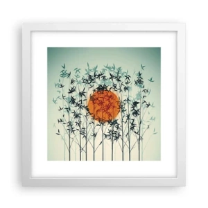 Affisch i vit ram - Japansk sol - 30x30 cm