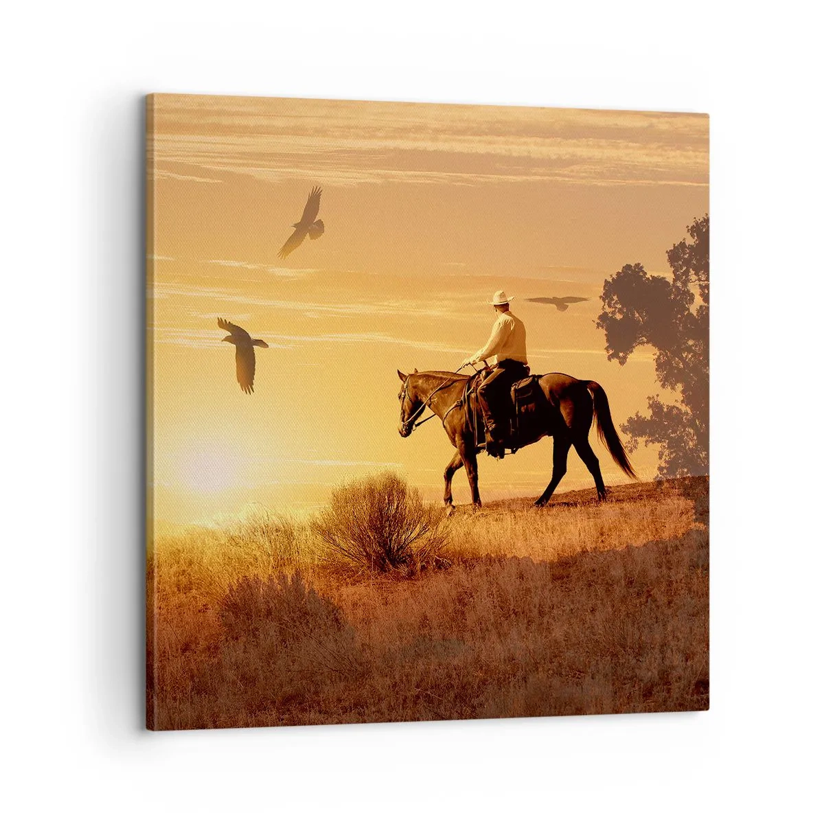 Canvastavla - Bild på duk - Ensamt genom prärien - 60x60 cm