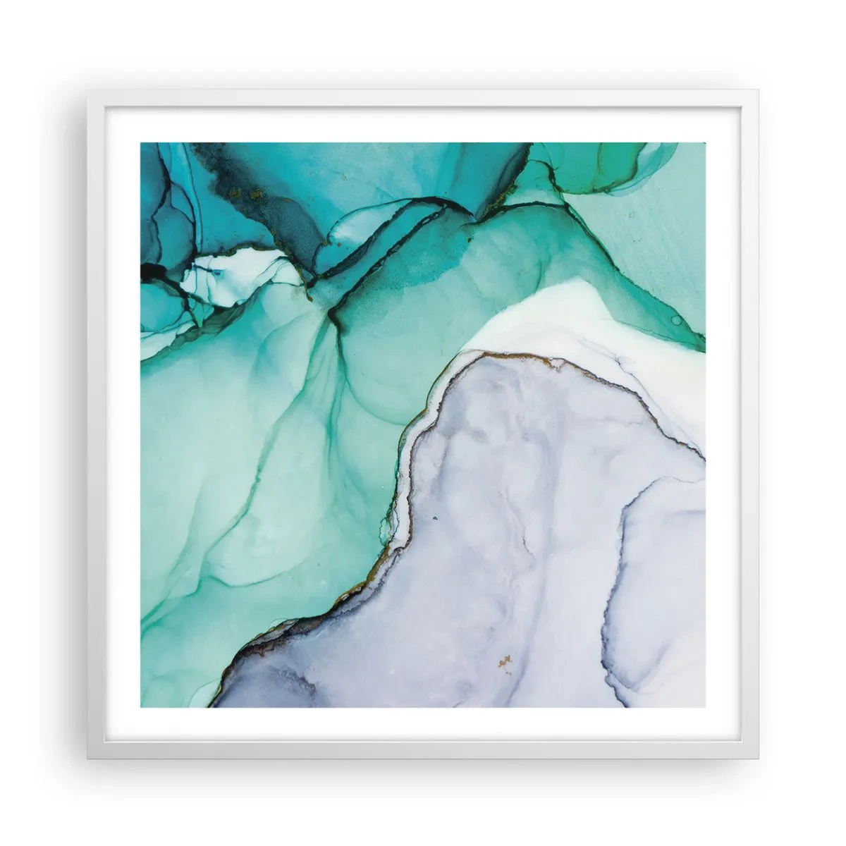 Affisch i vit ram - En studie i turkos - 60x60 cm