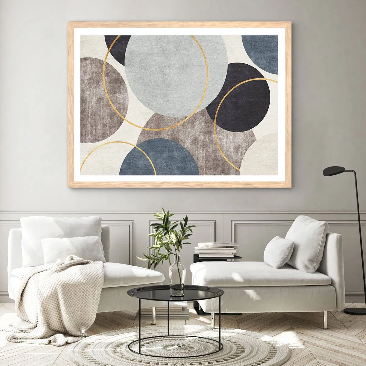 Affisch i ram av ljusek - Cirkel efter cirkel - 100x70 cm