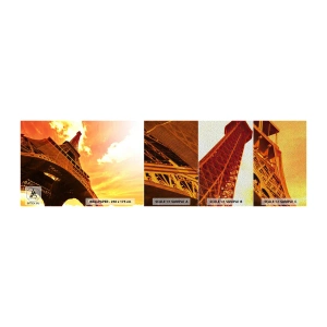 Provbit av fototapet Premium Sand - Monumentalt, ty solförgyllt - Stad, Paris, Eiffeltornet - 100x30 cm