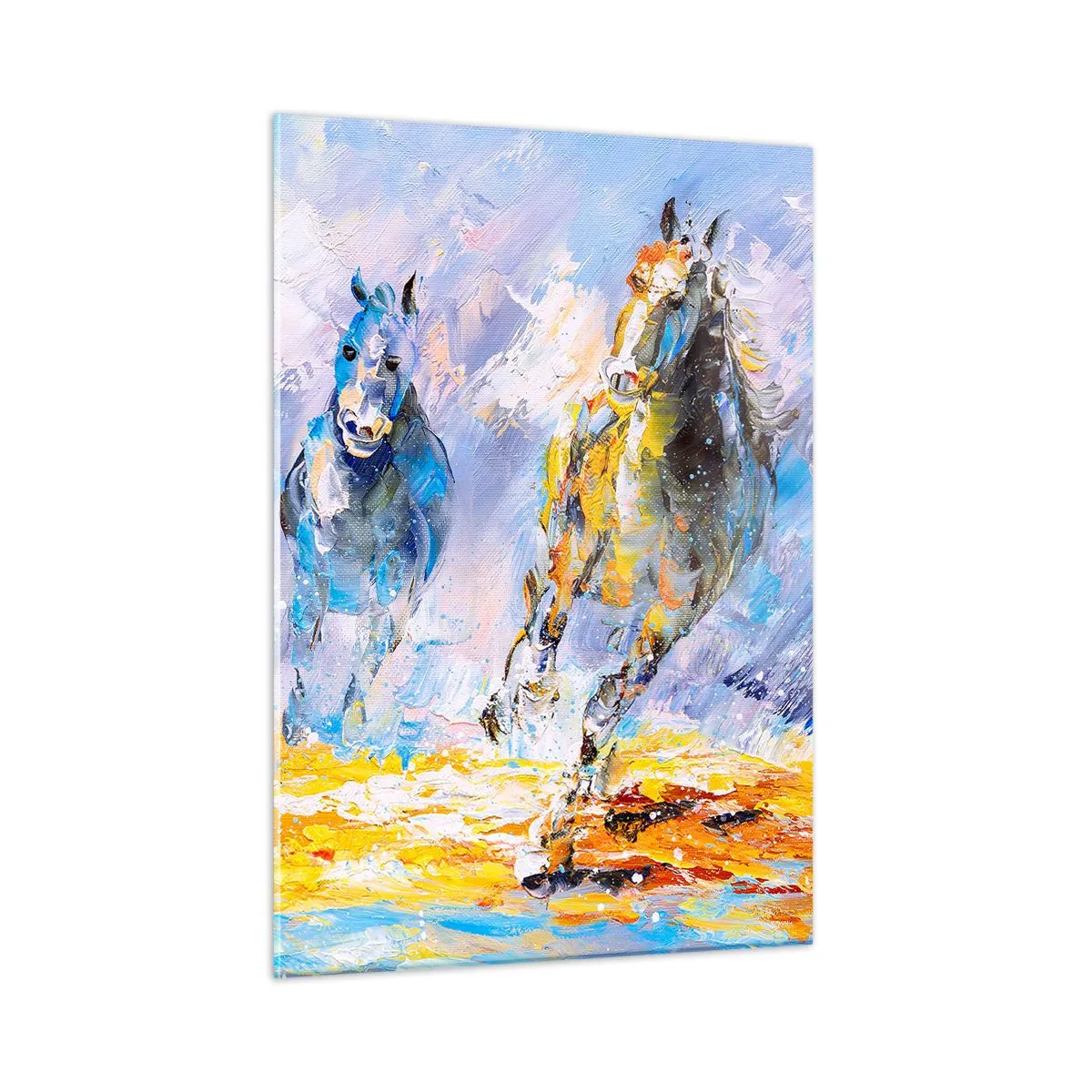 Glastavla - Bild på glas - Galopp genom skenet - 50x70 cm