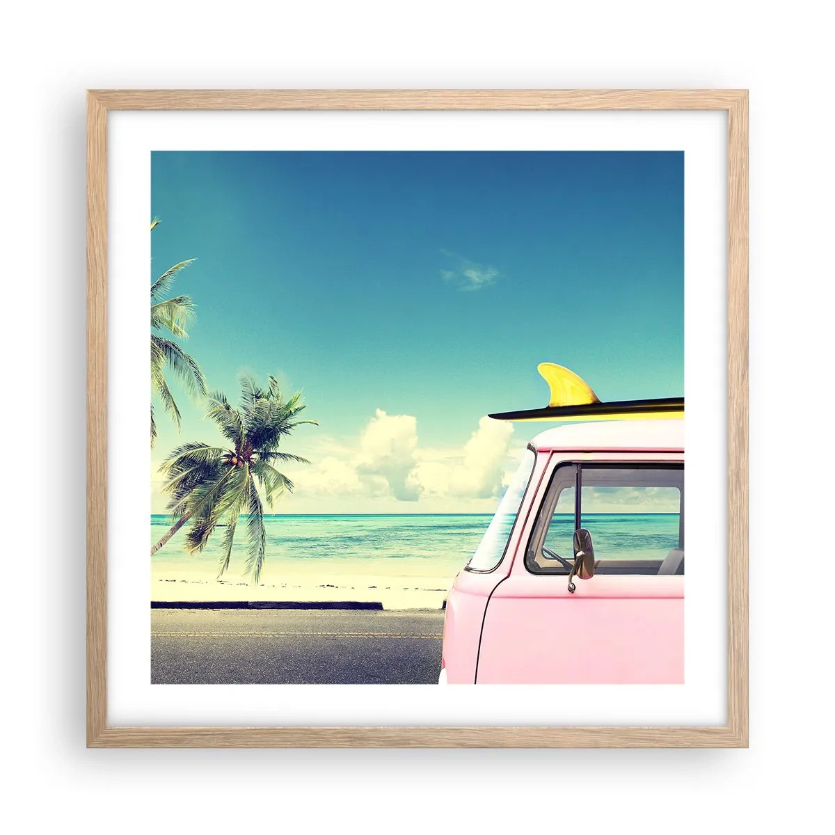 Affisch i ram av ljusek - Dags att börja semester - 50x50 cm