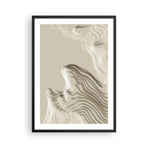 Affisch i svart ram - Lager på lager-vågor i nyanser av beige och brunt - 50x70cm - Konstens topografi - Modern väggdekoration för vardagsrum och sovrum ARTTOR