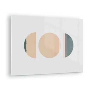 Glastavla - Bild på glas - Minimalistiska geometriska mönster i pastellfärger - 70x50cm - Hjul efter hjul - Modern väggdekoration för vardagsrum och sovrum ARTTOR