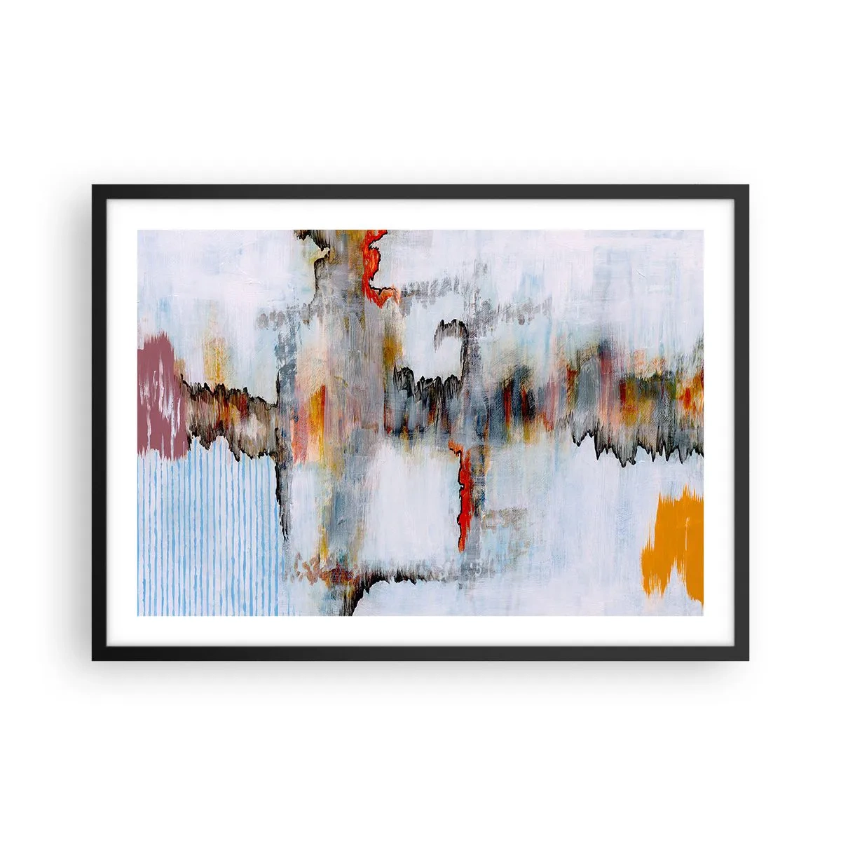 Affisch i svart ram - Med pinne på vatten - 70x50 cm