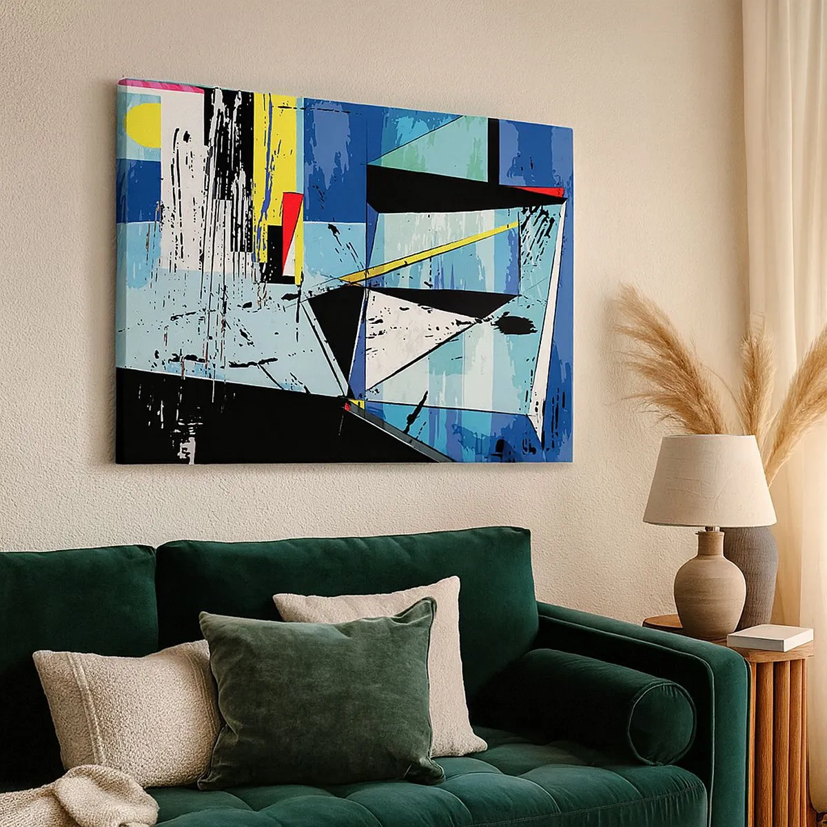 Canvastavla - Bild på duk - Abstrakt geometrisk komposition i livfulla färger - 70x50cm - Se värden ur en vinkel... - Modern väggdekoration för vardagsrum och sovrum ARTTOR