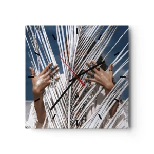 Väggklocka - Klocka på glas - Schamanens flickvän? - 40x40 cm