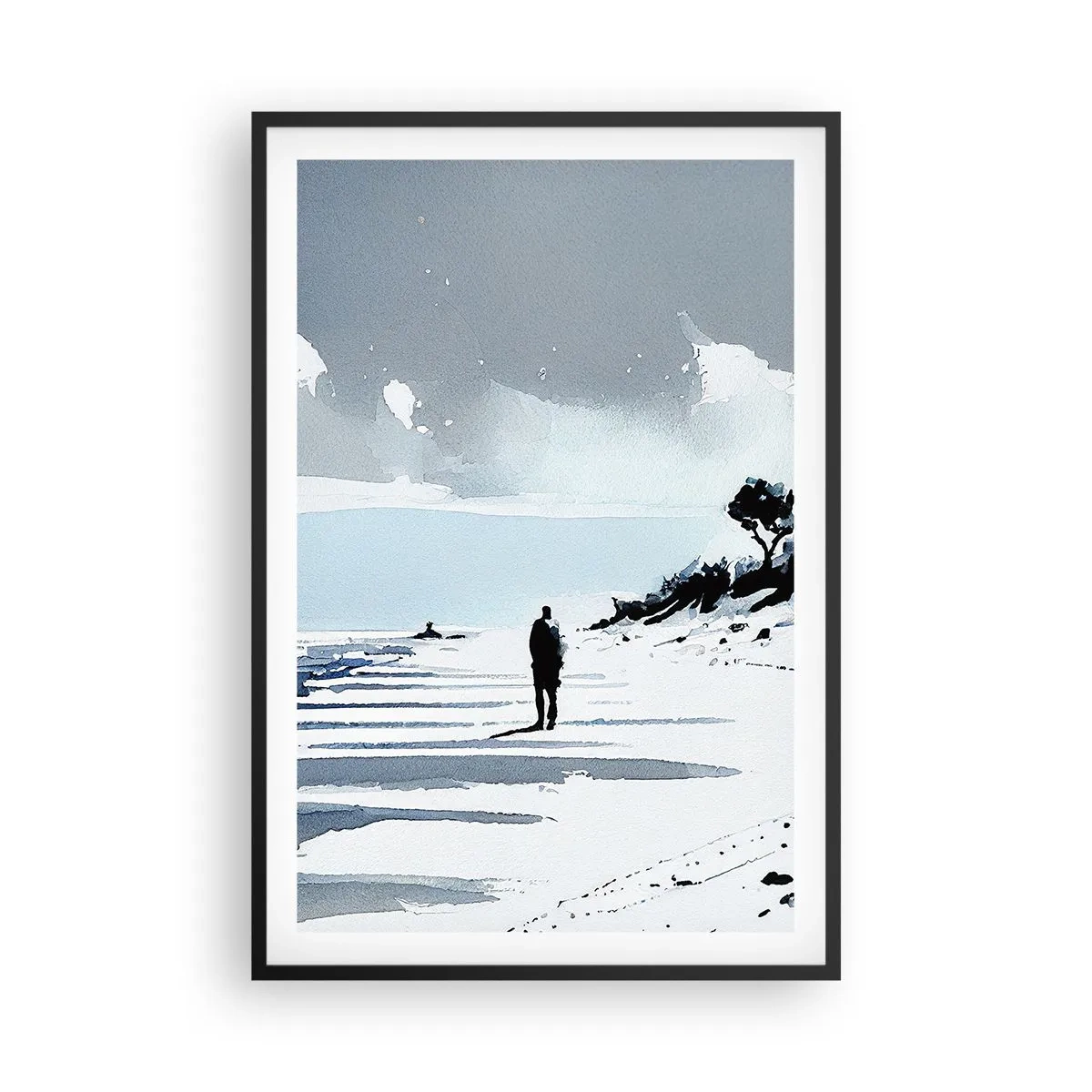 Affisch i svart ram - Ensam - 61x91 cm