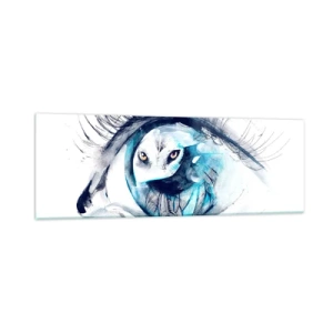 Glastavla - Bild på glas - Öga mot öga med det vilda - 90x30 cm