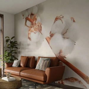 Fototapet Premium Canvas - Krama om - Bomullsblomma, Blomma, Bomullskvist - 200x140 cm