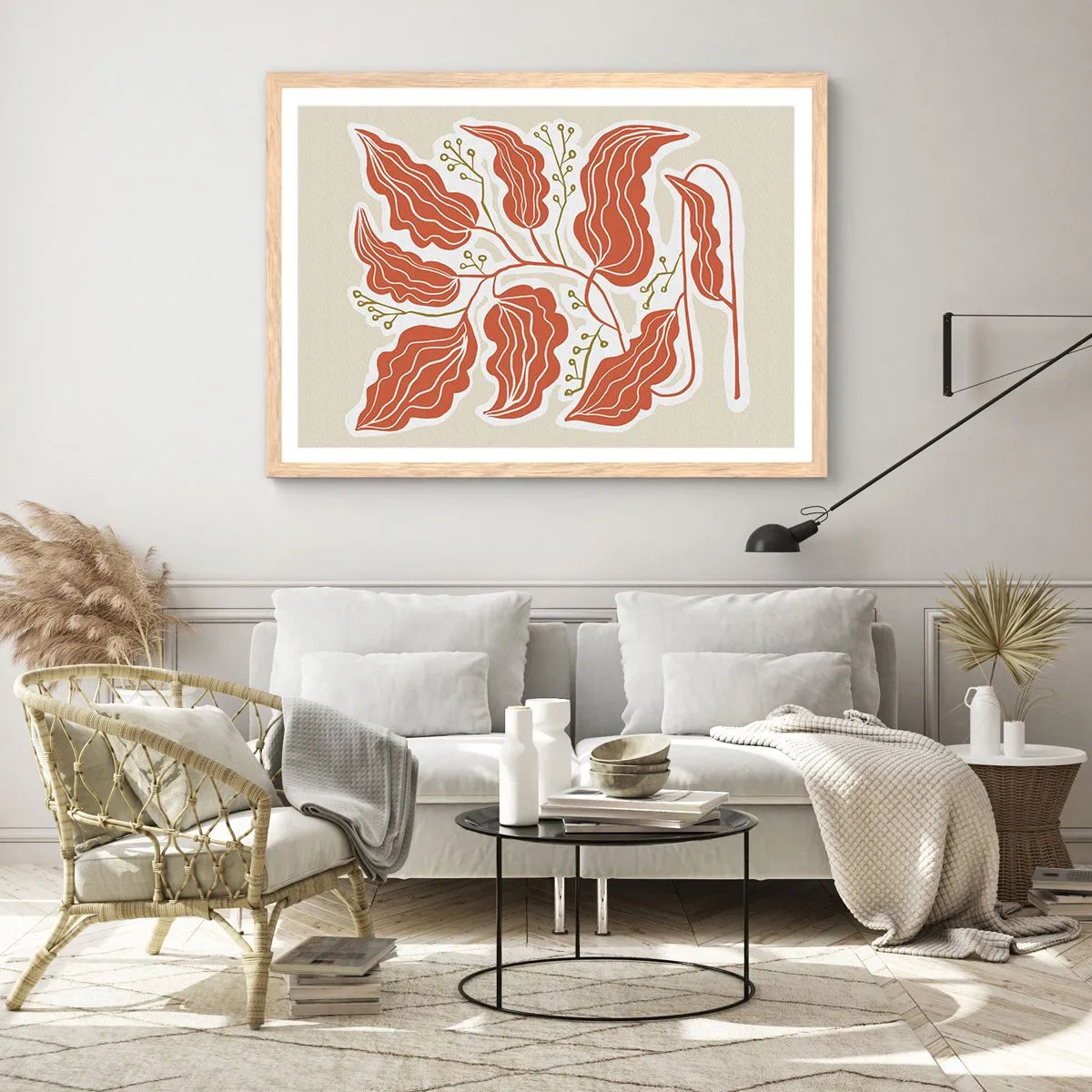 Affisch i ram av ljusek - Folkligt och naturligt - 100x70 cm