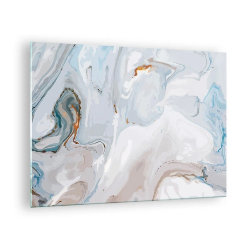 Glastavla - Bild på glas - Ett subtilt marmormönster i nyanser av blått och vitt - 70x50cm - Utbuktande vithet - Modern väggdekoration för vardagsrum och sovrum ARTTOR