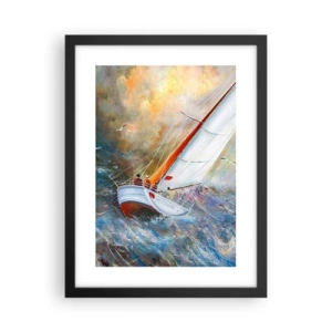 Affisch i svart ram - Springande på vågorna - 30x40 cm