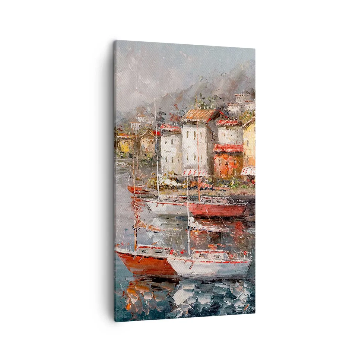 Canvastavla - Bild på duk - Romantisk hamn - 45x80 cm