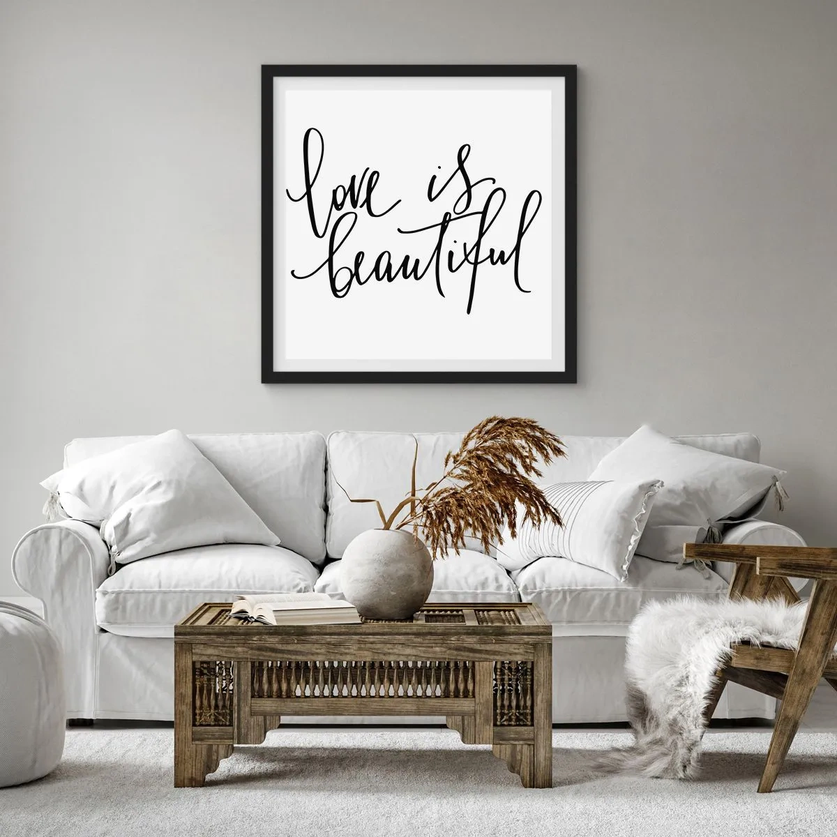 Affisch i svart ram - Läs och upprepa - 40x40 cm