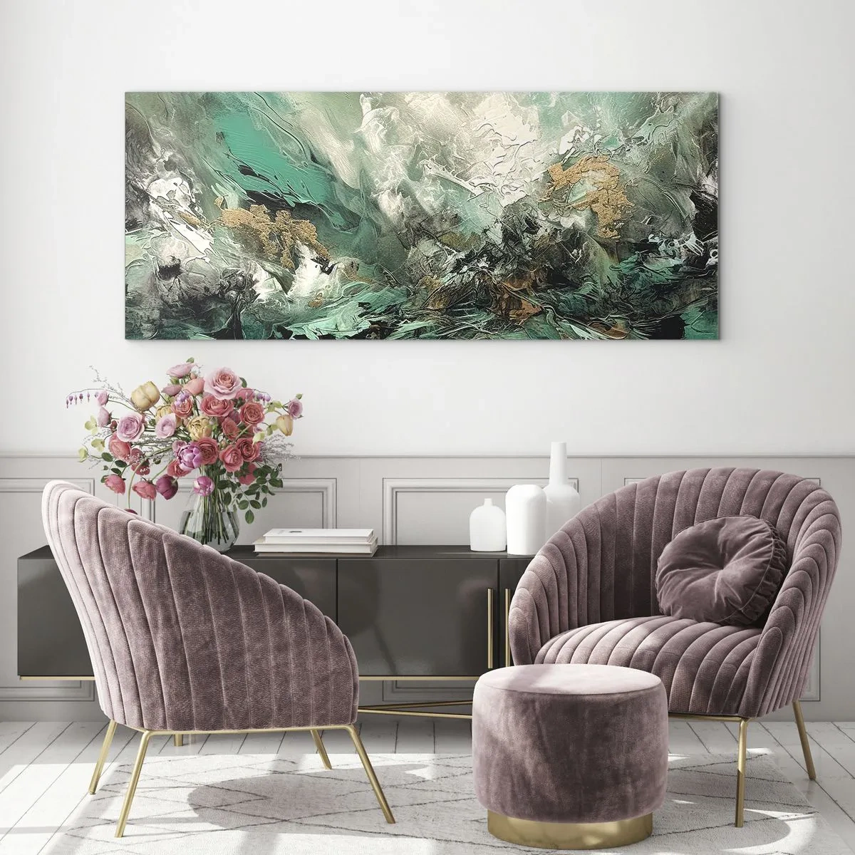 Glastavla - Bild på glas - Smaragdsvart bränna - 100x40 cm