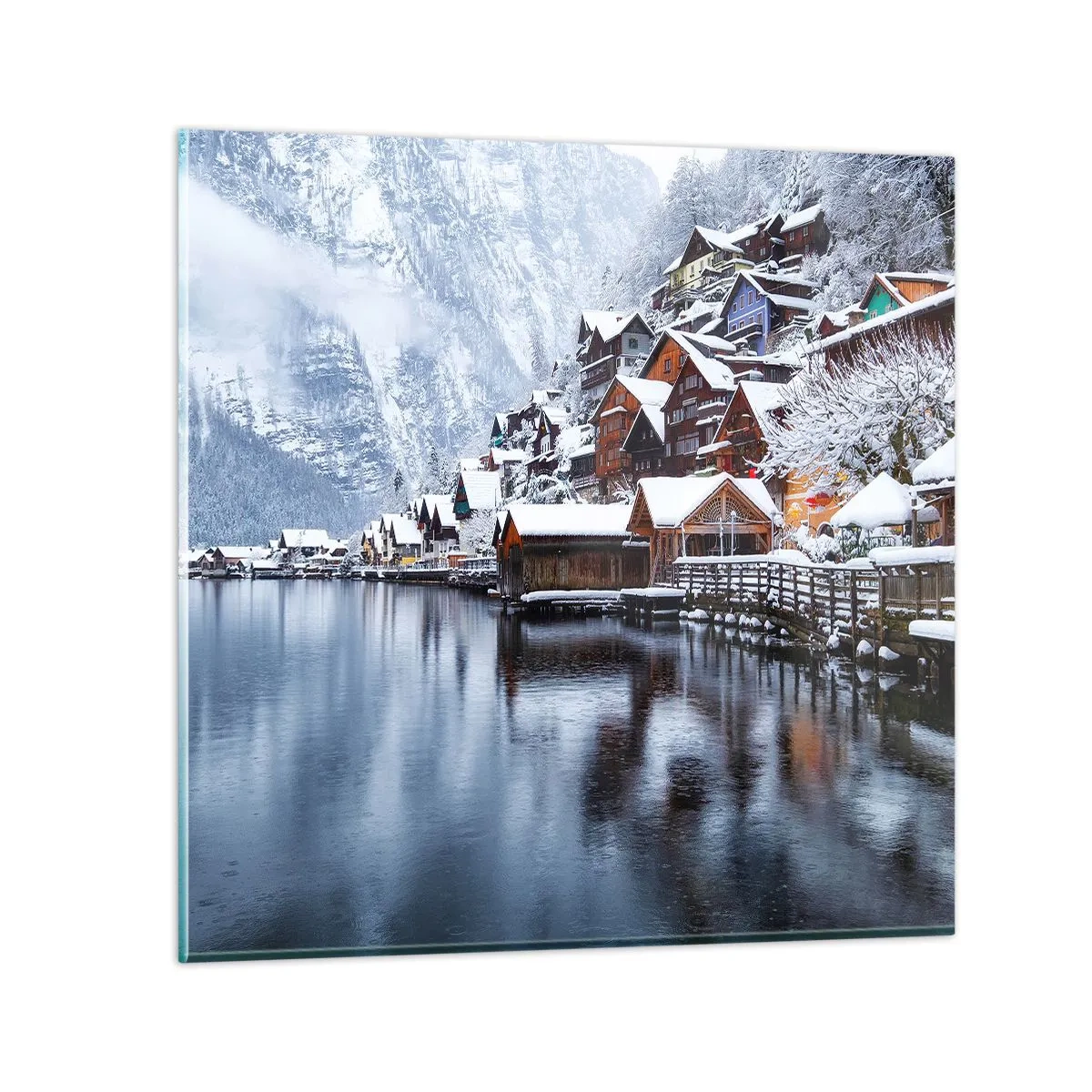 Glastavla - Bild på glas - I vinterns dräkt - 40x40 cm