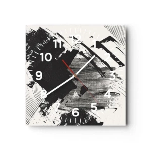 Väggklocka - Klocka på glas - Abstraktion - uttrycket av svart - 40x40 cm