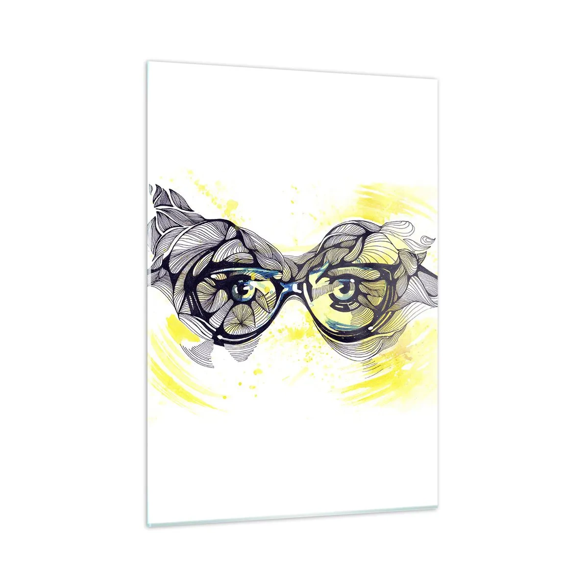 Glastavla - Bild på glas - Genom blåa glasögon - 50x70 cm