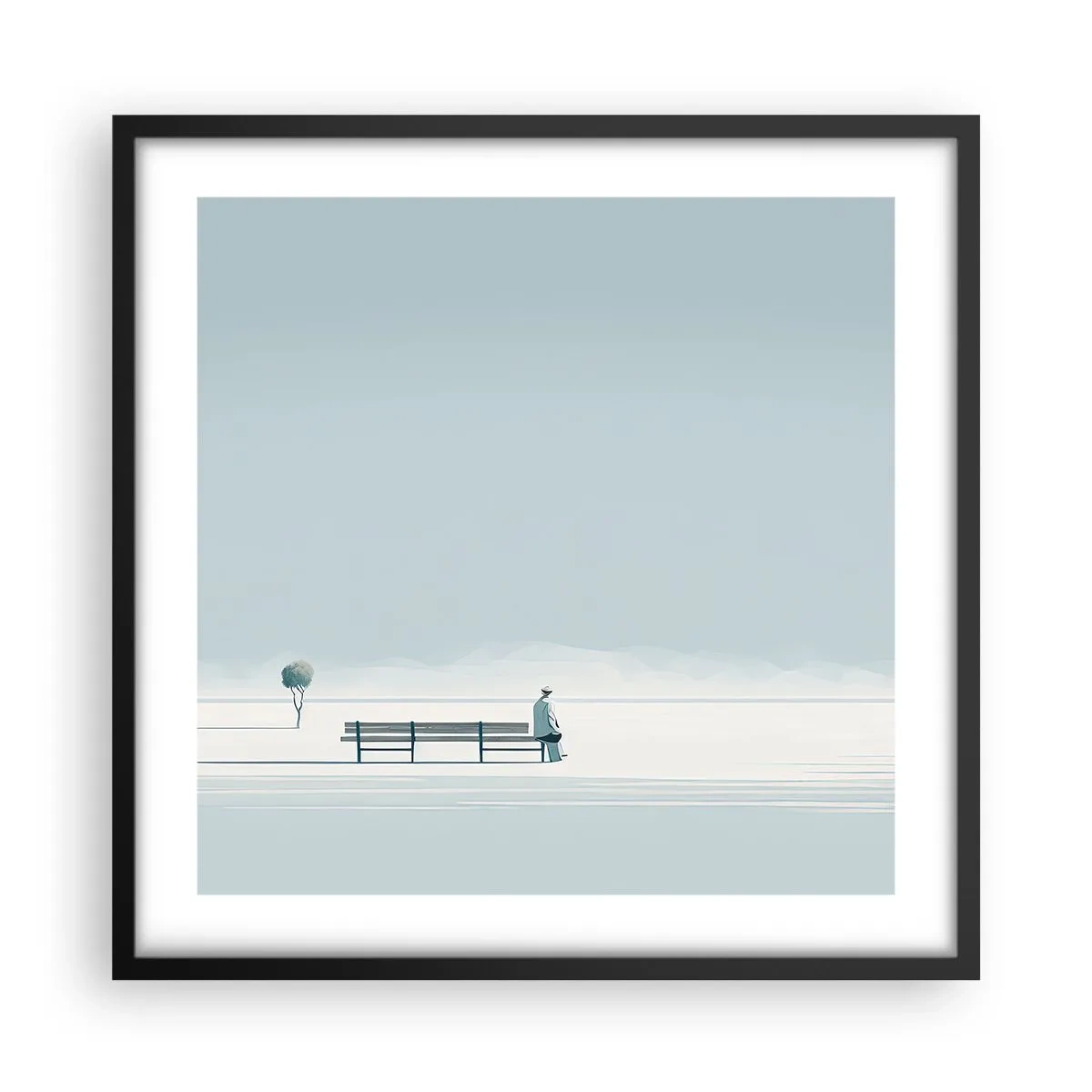 Affisch i svart ram - Ja, jag väntar. - 50x50 cm