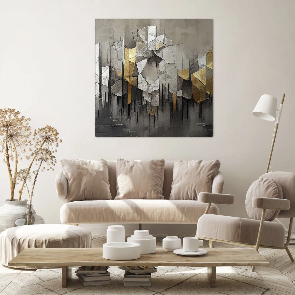 Canvastavla - Bild på duk - Komposition av is och ljus - 70x70 cm