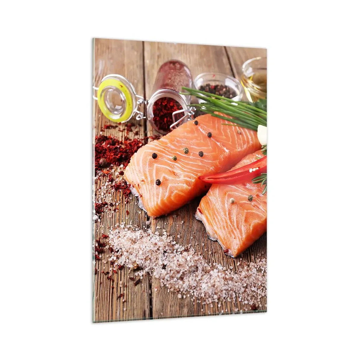 Glastavla - Bild på glas - Norskt äventyr i köket - 80x120 cm