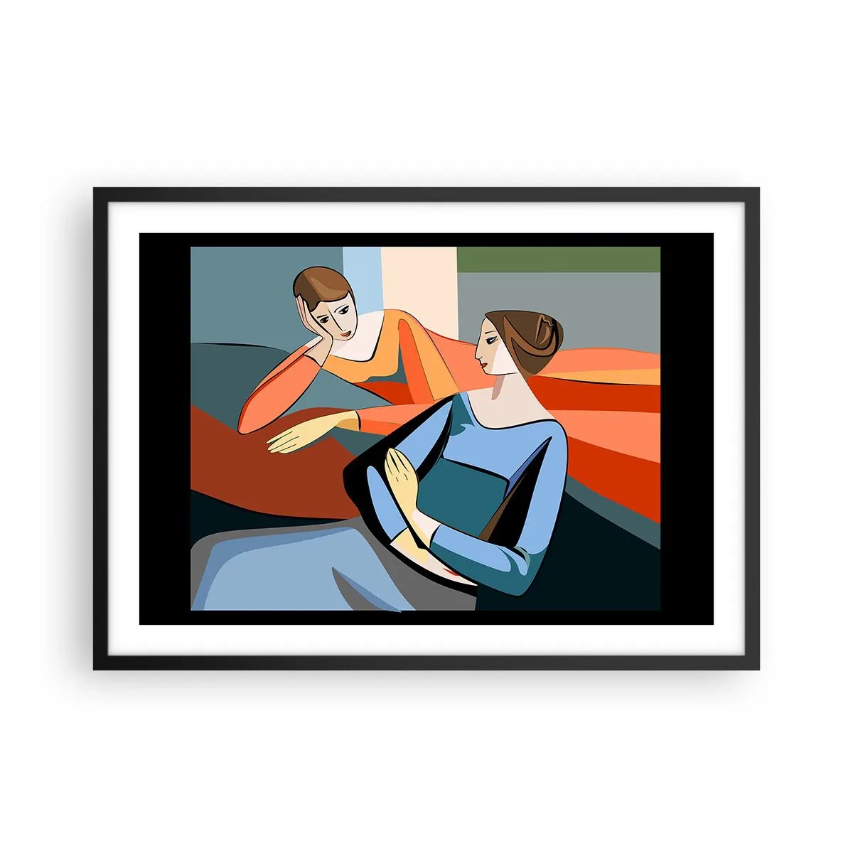 Affisch i svart ram - Ett ögonblick av förtrolighet - 70x50 cm
