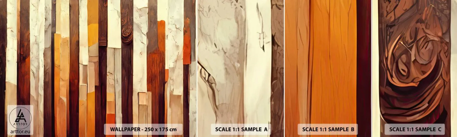 Fototapet Prov Standard Eco - Hymn av skogens träd - Bit, Abstraktion, Bälten - 100x30 cm