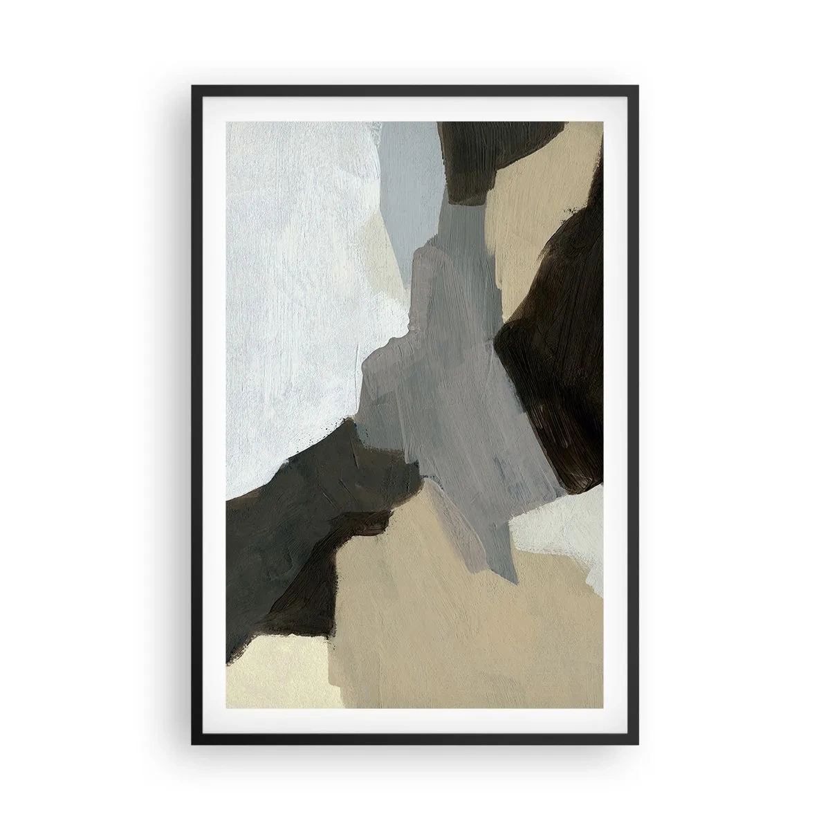Affisch i svart ram - Abstraktion: avgrening av det gråa - 61x91 cm