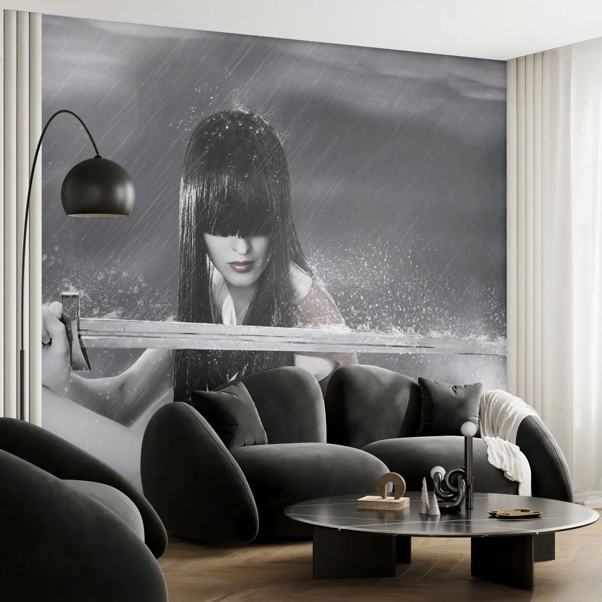 Fototapet Premium Canvas - Vacker och farlig - Kvinna, Svärd, Militär - 250x175 cm