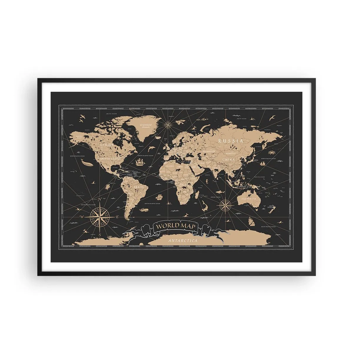 Affisch i svart ram - Gränserna för min värld - 100x70 cm