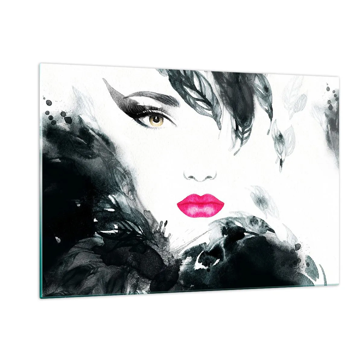 Glastavla - Bild på glas - Observera! Femme fatale - 120x80 cm