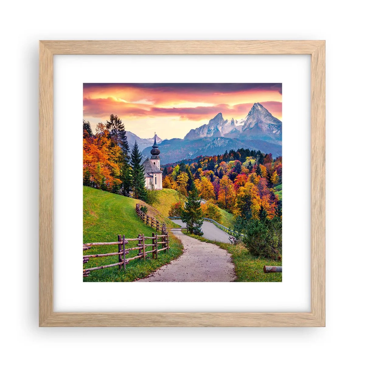 Affisch i ram av ljusek - Landskap som en målning - 30x30 cm