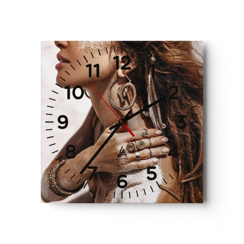 Väggklocka - Klocka på glas - Vilda strandens drottning - 40x40 cm