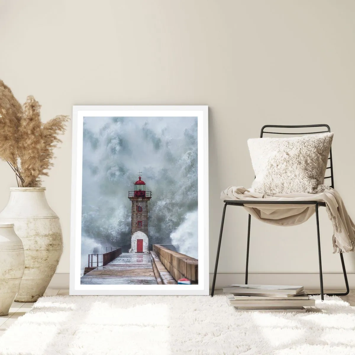 Affisch i vit ram - Vattnets vrål, vindens skrik  - 30x40 cm