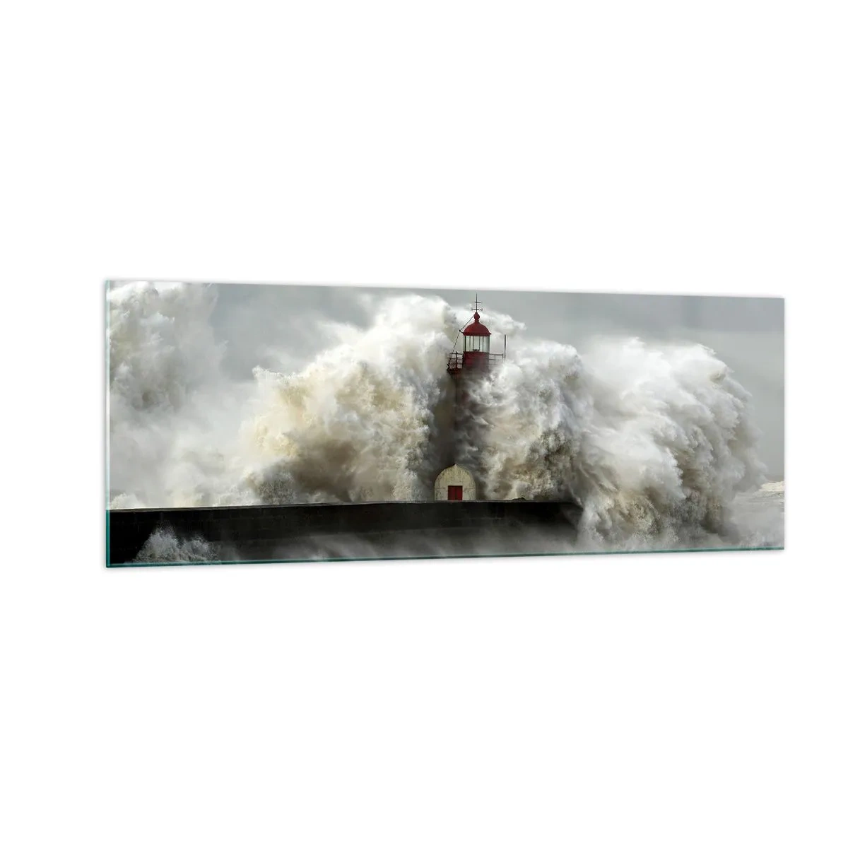 Glastavla - Bild på glas - Havets ilska - 140x50 cm
